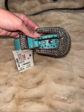 Christine Alexander Turquoise Belt with Crystal Buckle